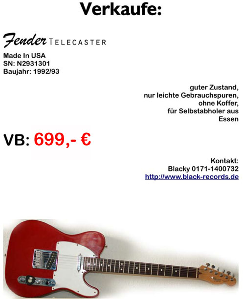 Verkaufe US-Fender Tele